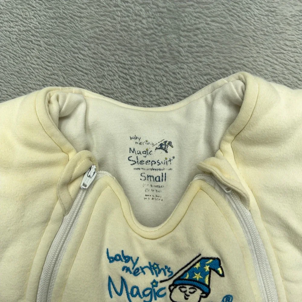 Baby Merlin Magic Sleepsuit Unisex Small Cream Transition Swaddle Double Zipper